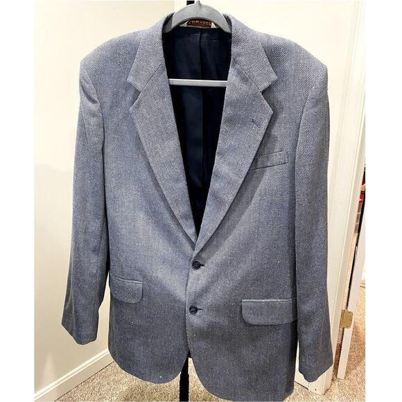 Vintage Stafford Bluish Gray Poly/Wool/Silk Blend Blazer- Size 42L (EUC) - Picture 1 of 8